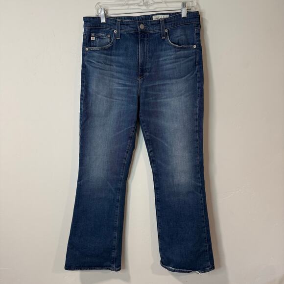 AG Adriano Goldschmied Farrah Boot Crop Jeans High Rise Blue Denim 31 - Picture 1 of 9